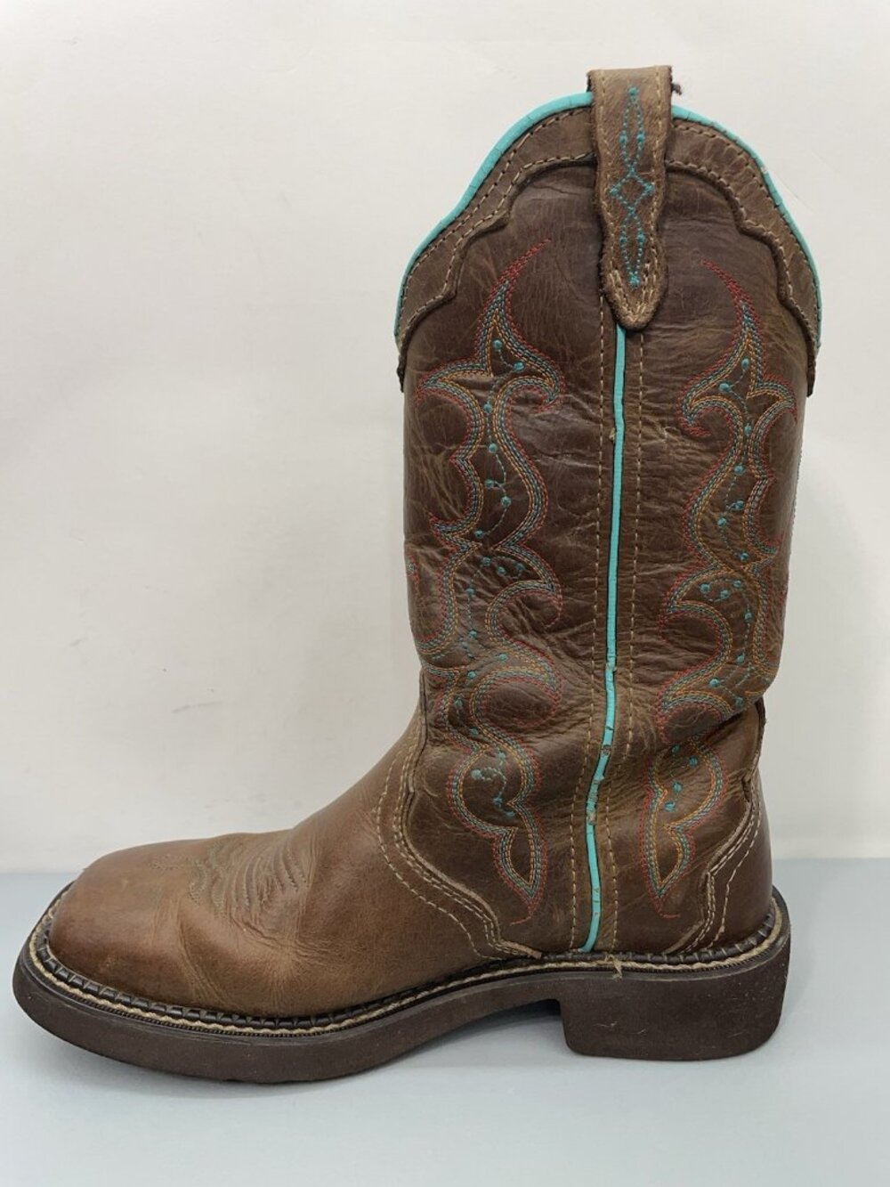 Justin Gypsy Raya Cowboy Boots Western Square Toe Distressed Brown Womens 7 - Picture 12 of 16